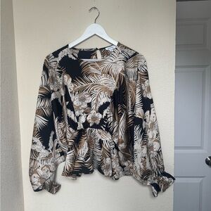 Mittoshop Black and Tan Floral Blouse